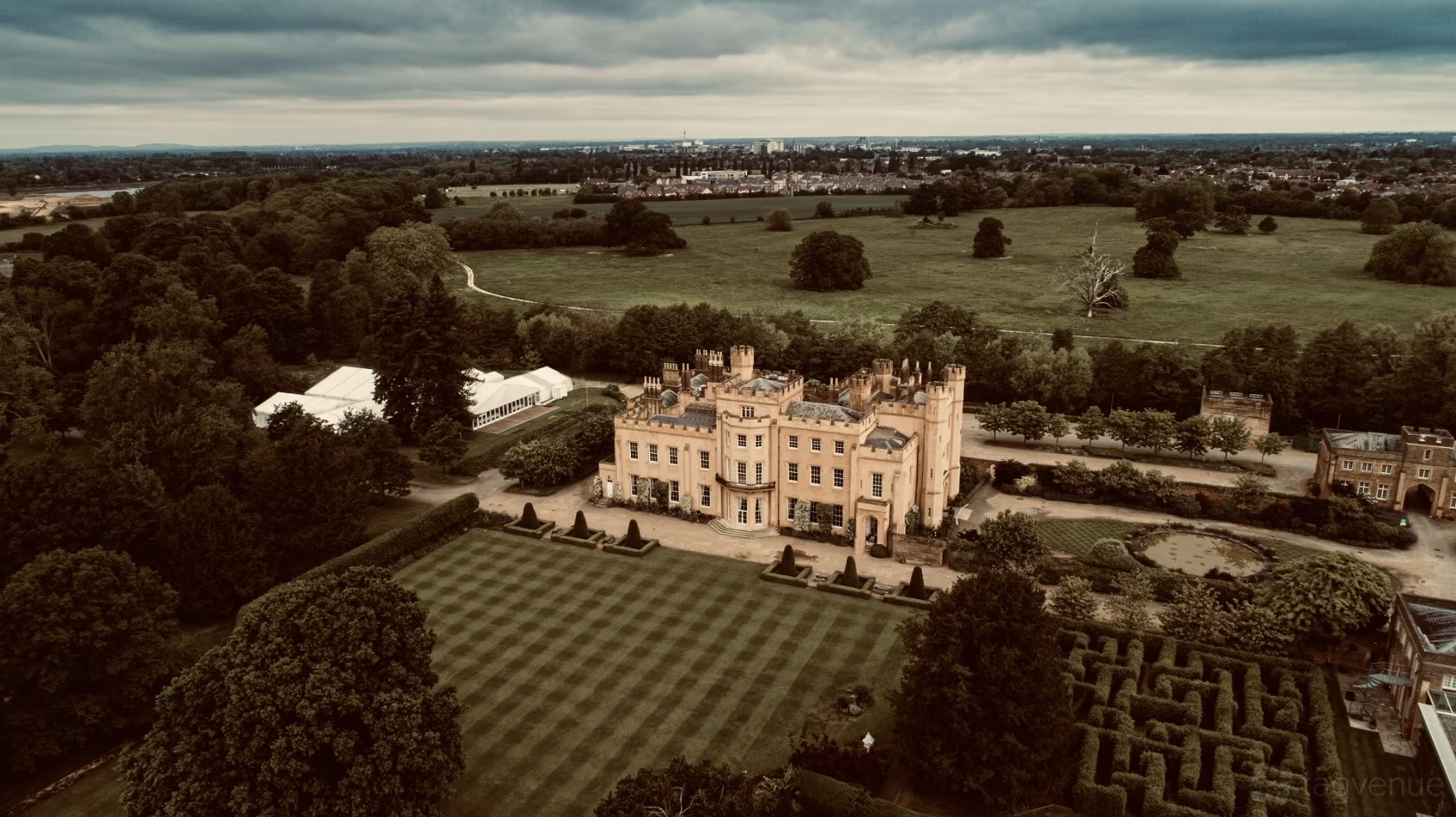 An aerial view of Ditton Manor and its grounds